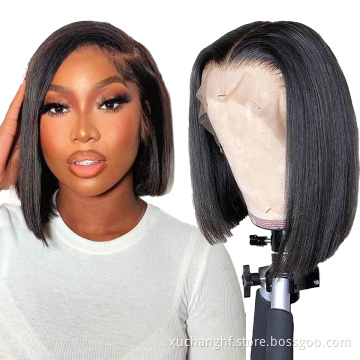 Wholesale Prices Brazilian Colorful Short Bob Lace Wig Human Hair Straight 4x4 13x4 Color Bob Wig With Bangs For Black Women
